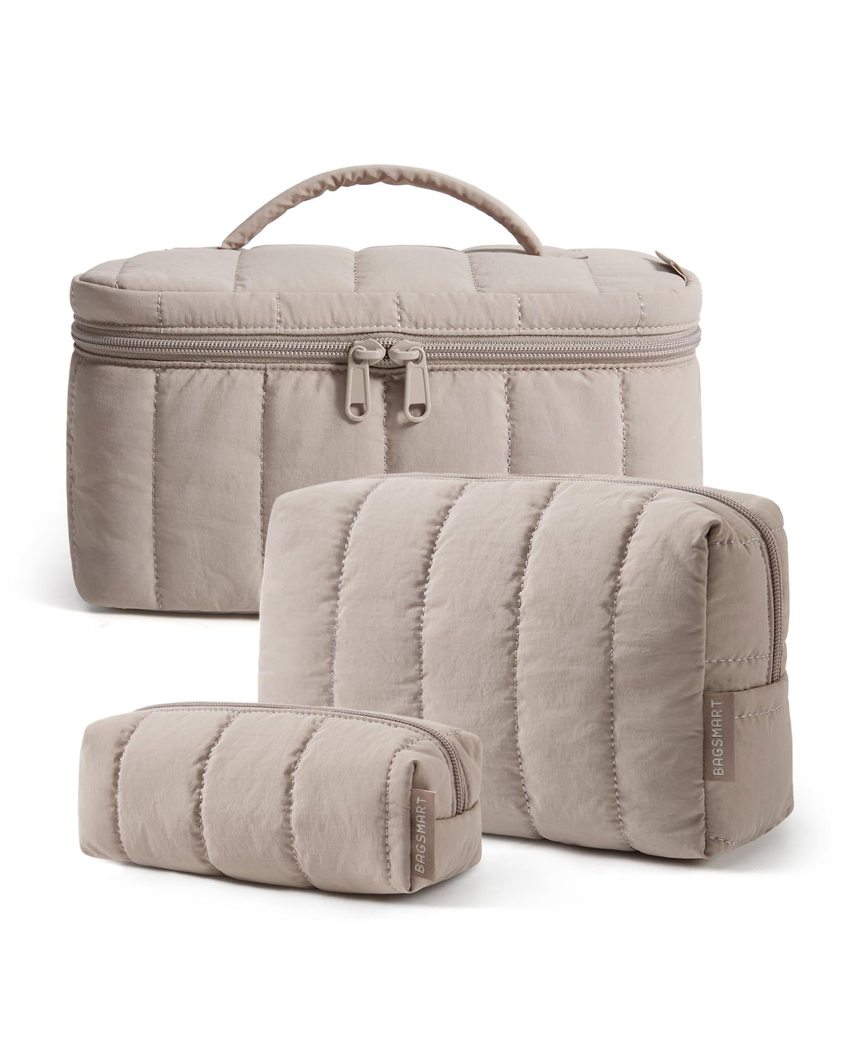 Three-Piece Padded Cosmetic Bag Set