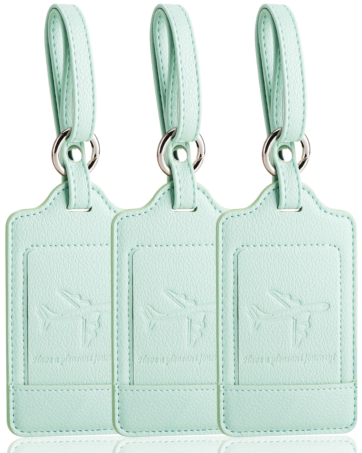 Three-Pack PU Leather Luggage Tags