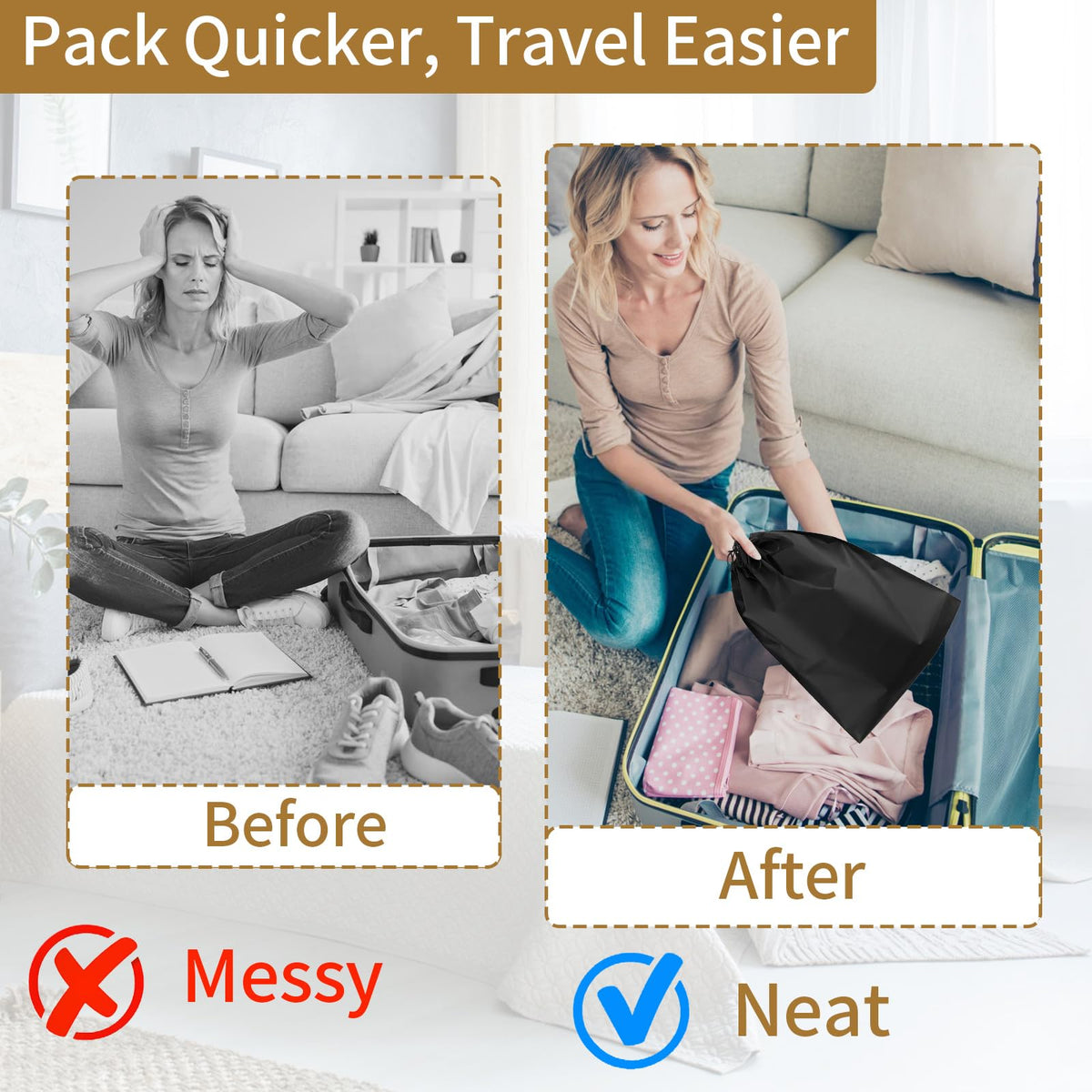 Multi-Pack Travel Shoe Storage Bags