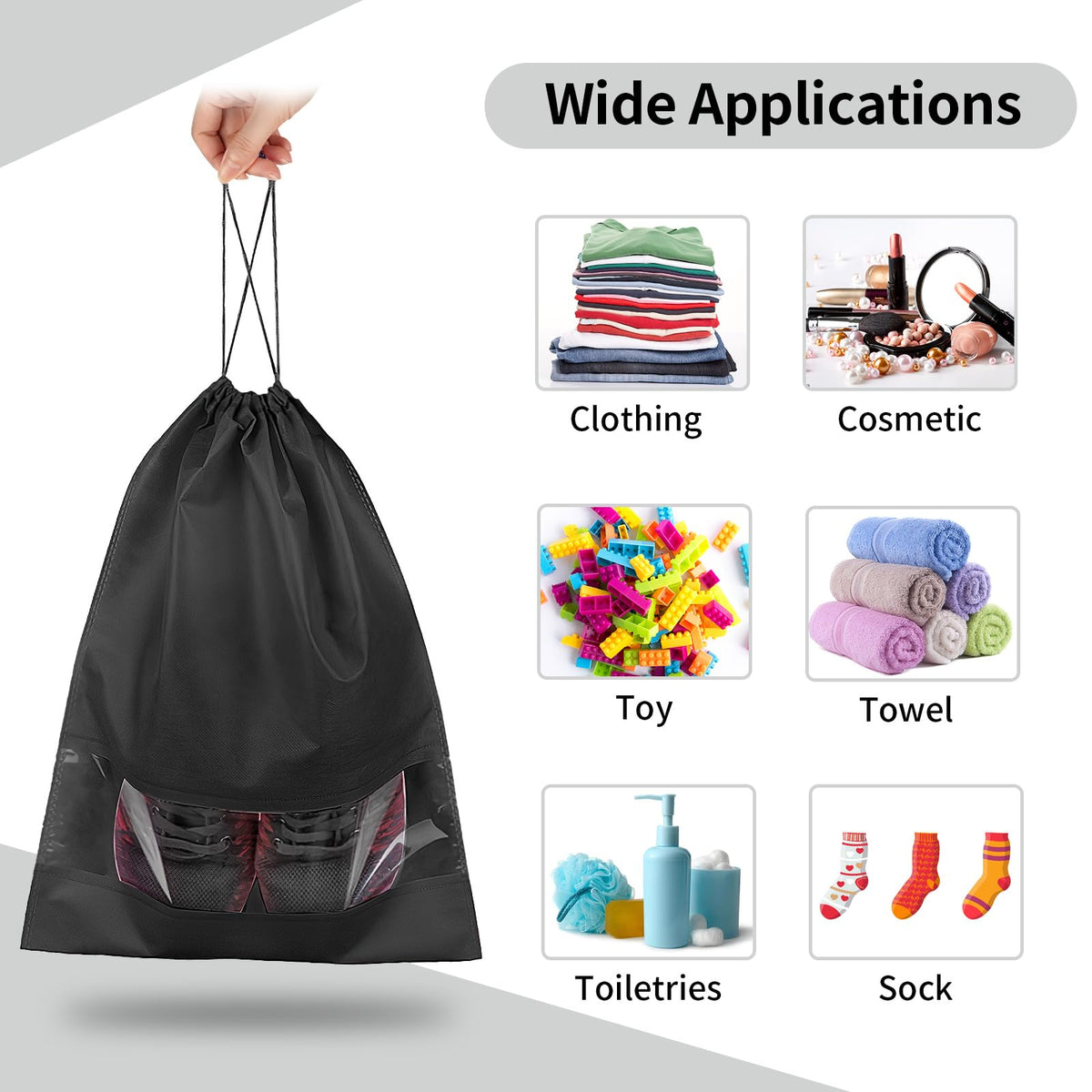 Drawstring Shoe Bags with Clear Window