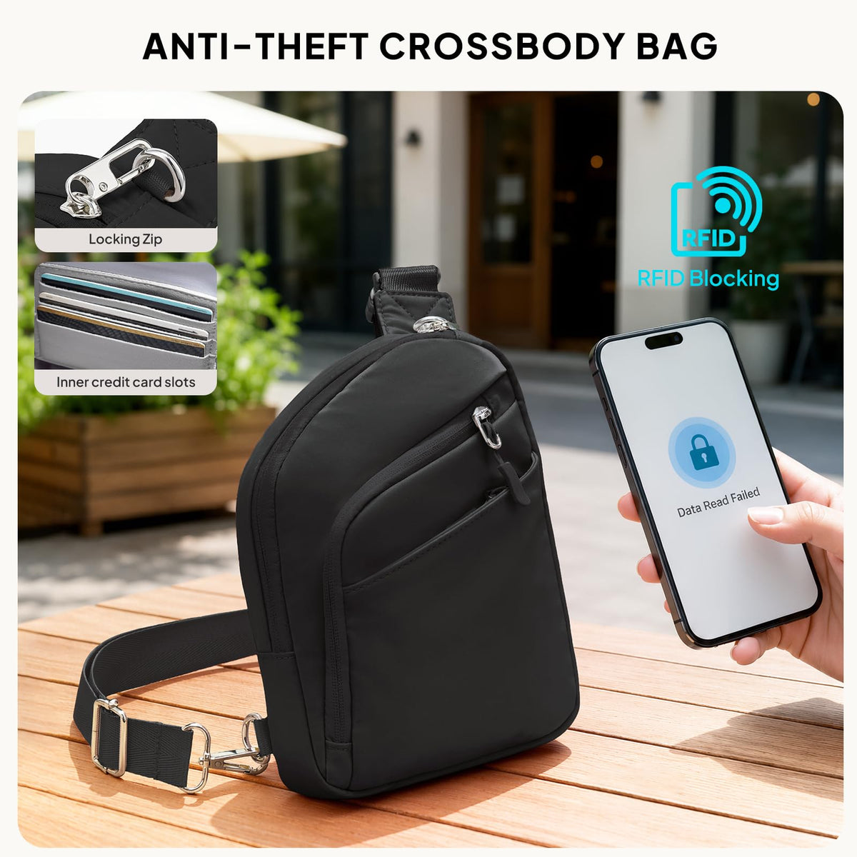 RFID-Blocking Anti-Theft Crossbody Bag