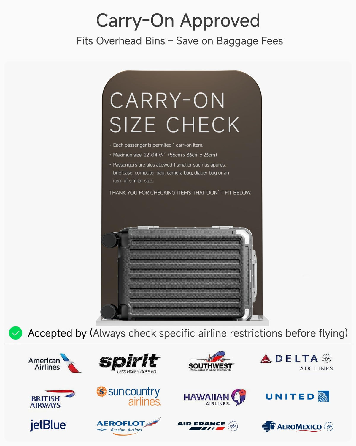 Zipperless Aluminum-Frame Carry-On Suitcase