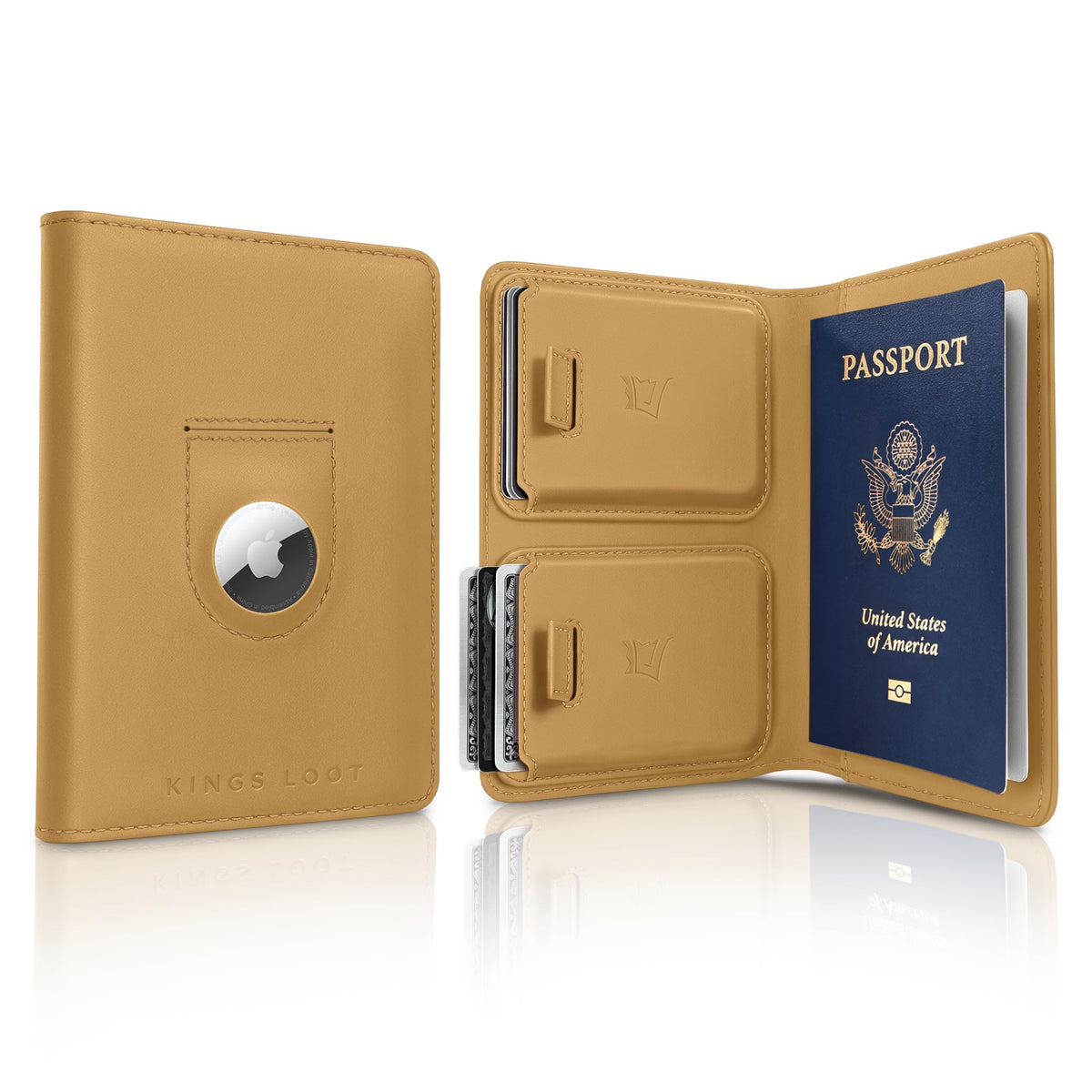 Leather RFID Passport Wallet with Tracker Pocket