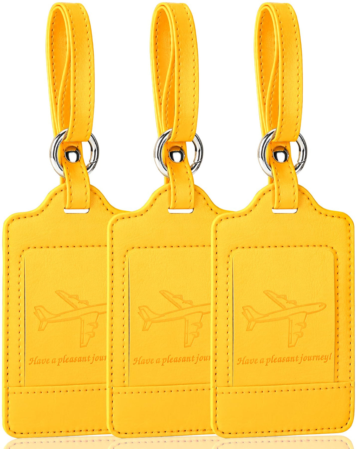 Three-Pack PU Leather Luggage Tags