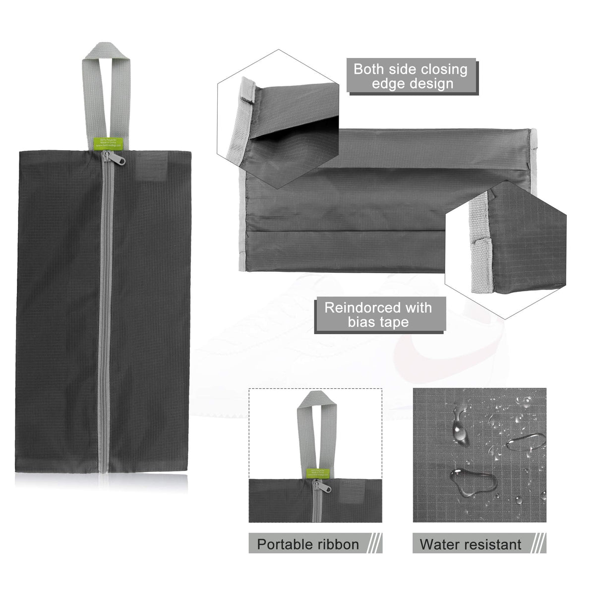 Multi-Pack Zippered Travel Shoe Bags