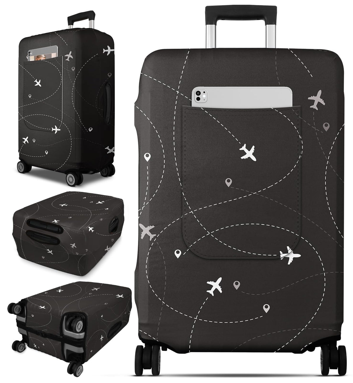 Patterned Suitcase Cover with Storage Pocket