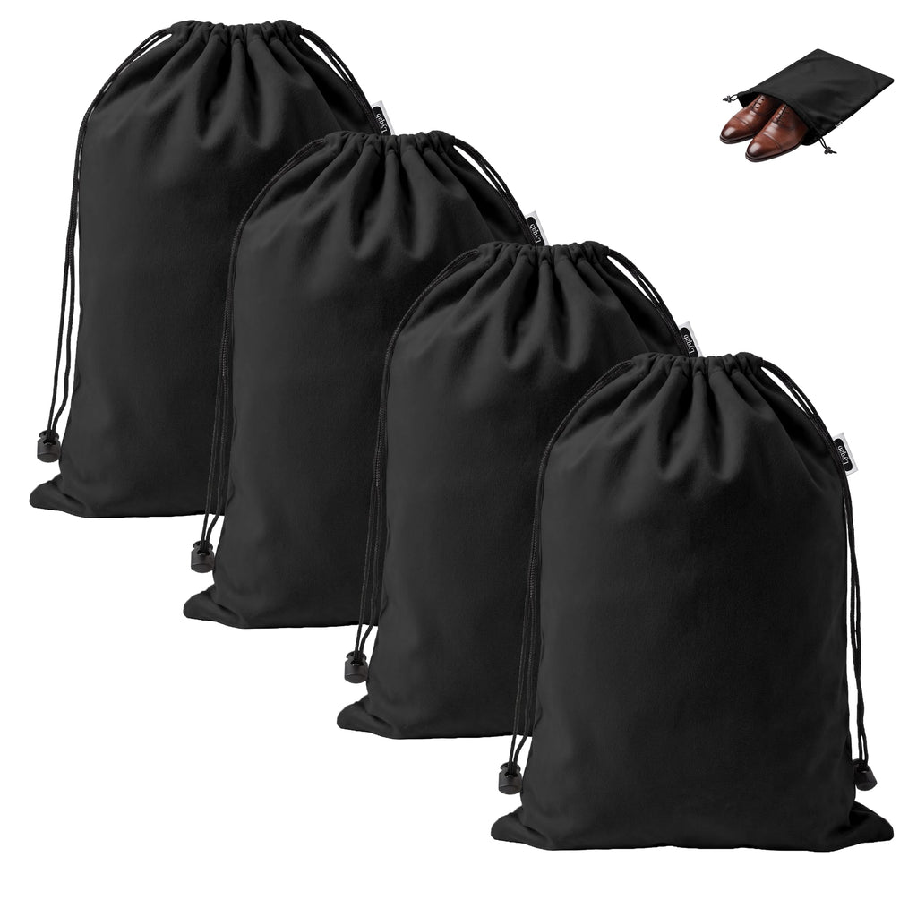 Four-Pack Flannel Drawstring Shoe Bags