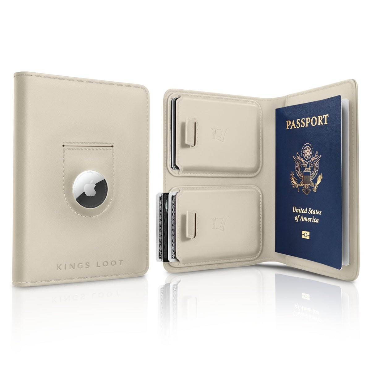 Leather RFID Passport Wallet with Tracker Pocket