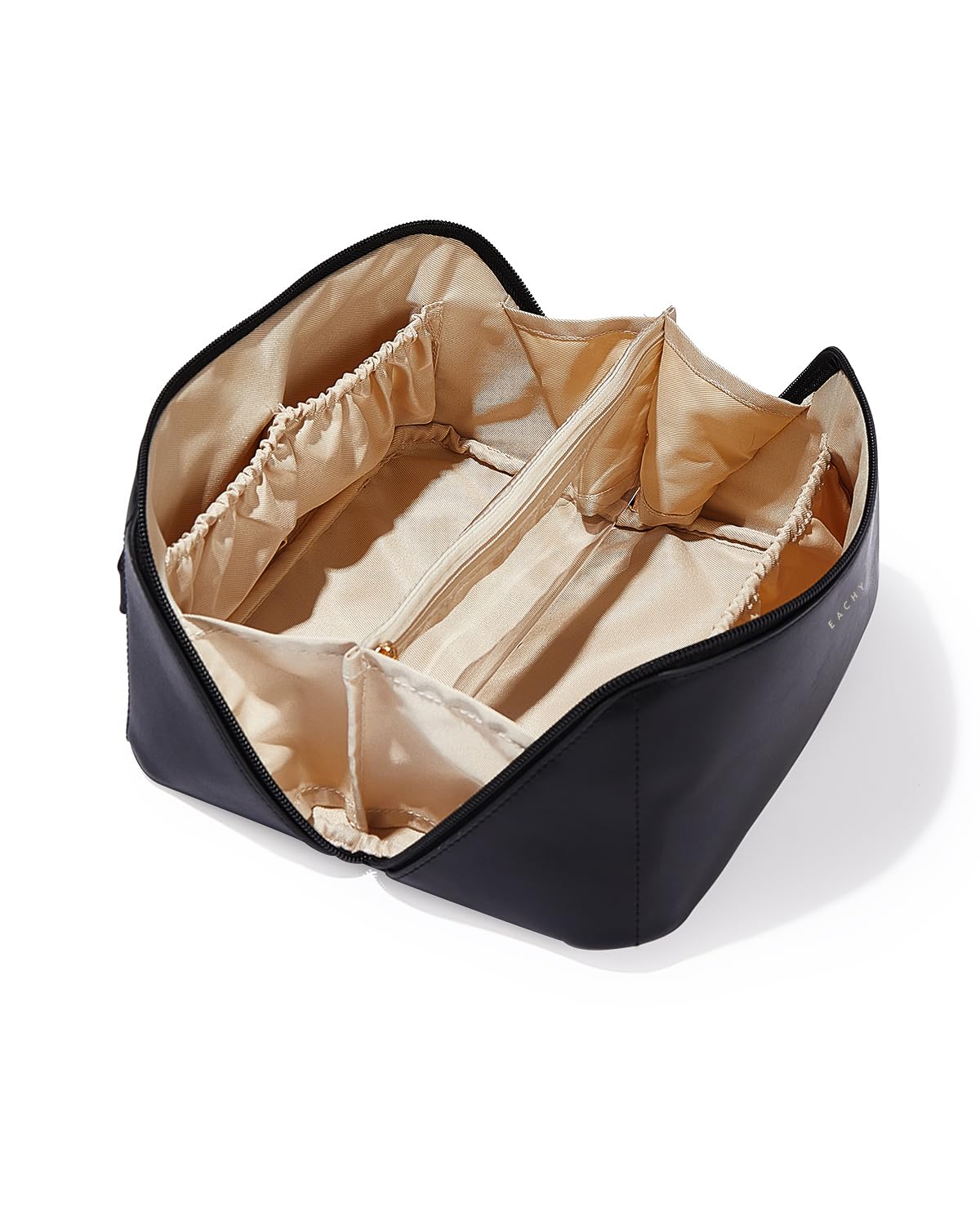Wide-Open PU Leather Makeup Bag