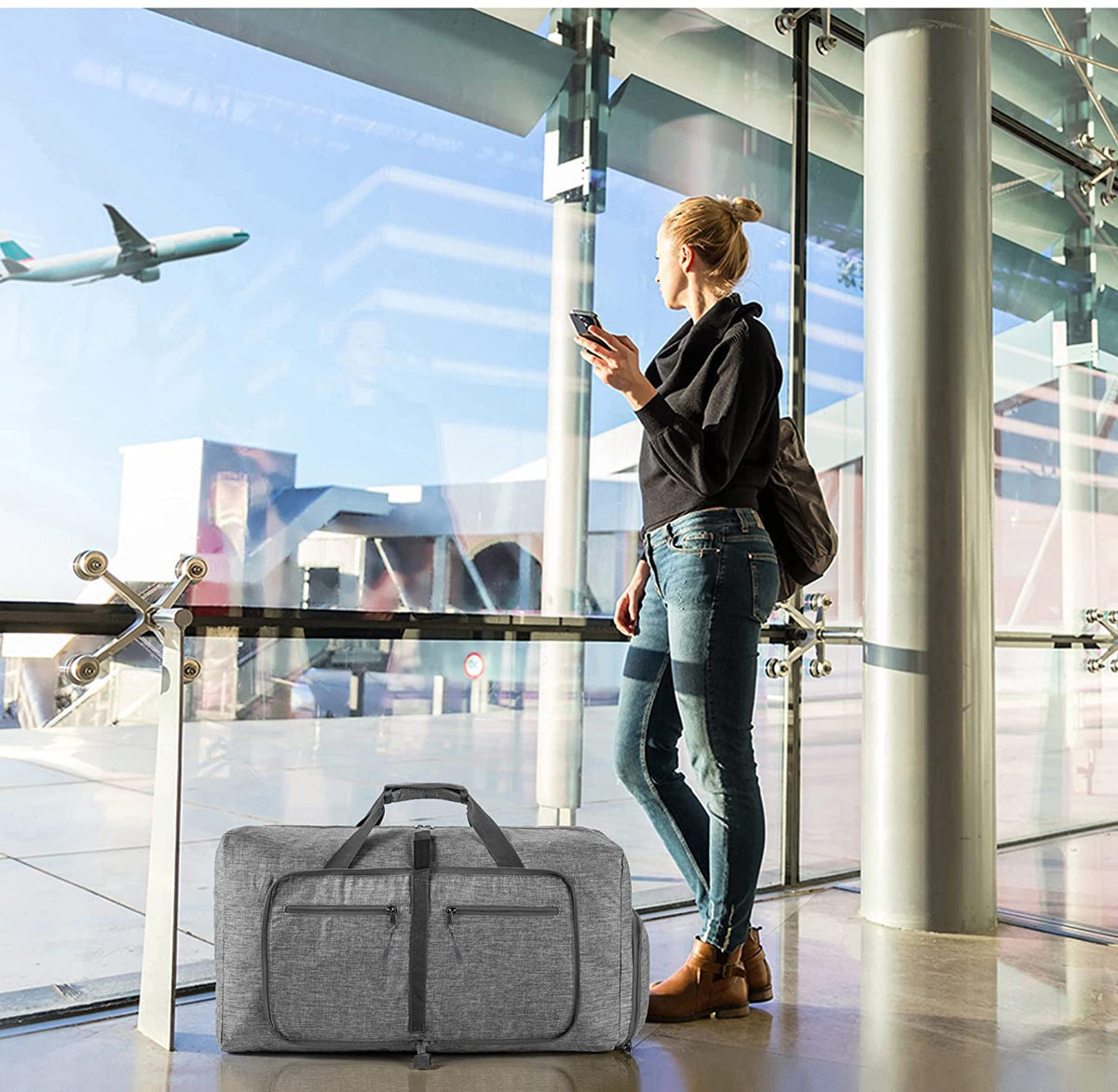65L–115L Foldable Duffel with Shoe Compartment