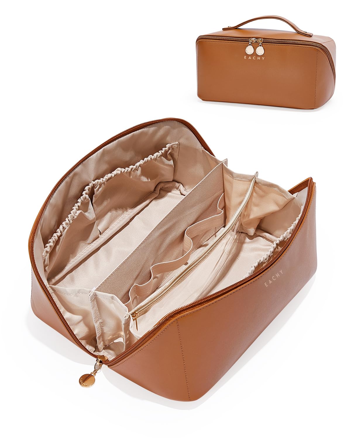 Wide-Open PU Leather Makeup Bag