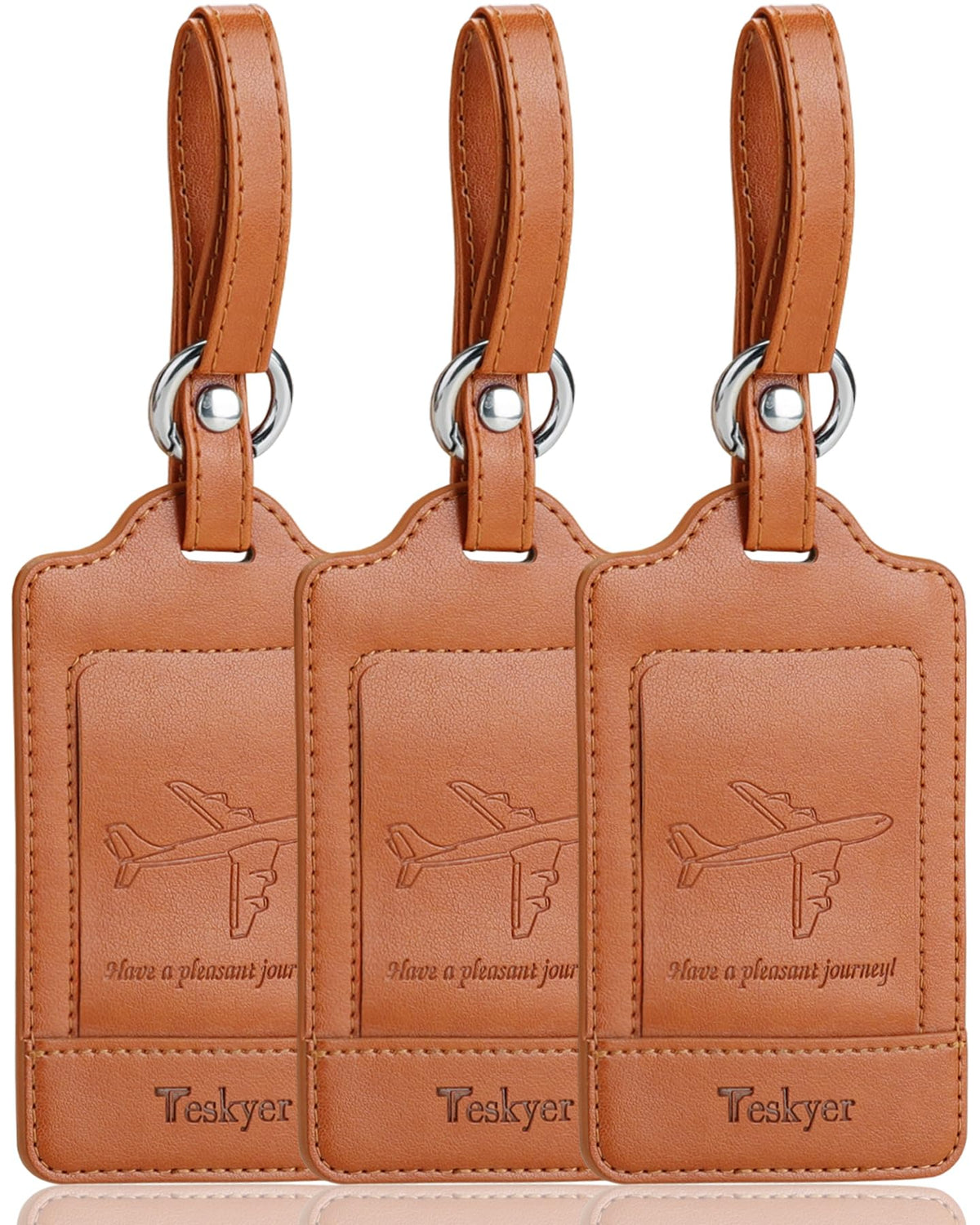 Three-Pack PU Leather Luggage Tags