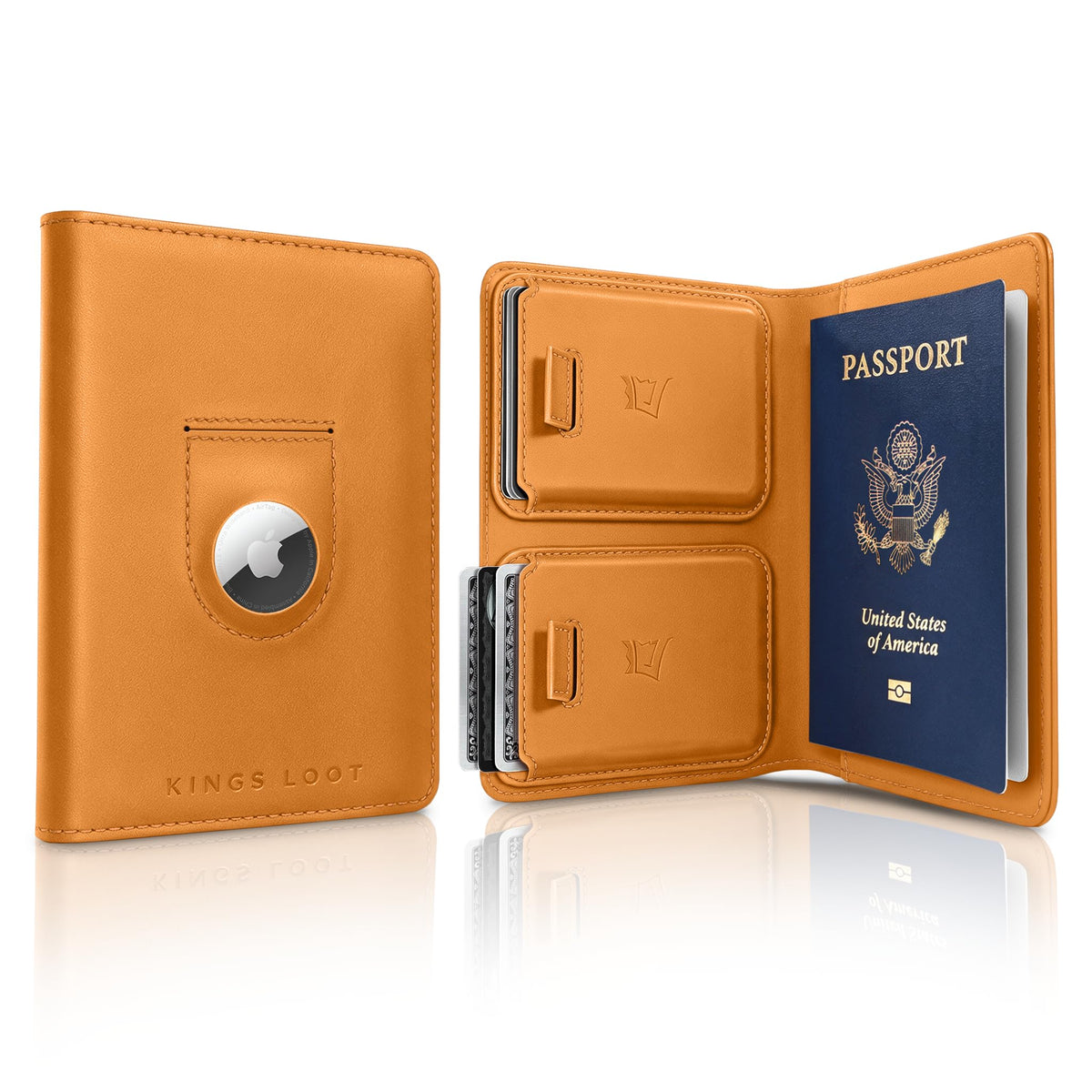 Leather RFID Passport Wallet with Tracker Pocket