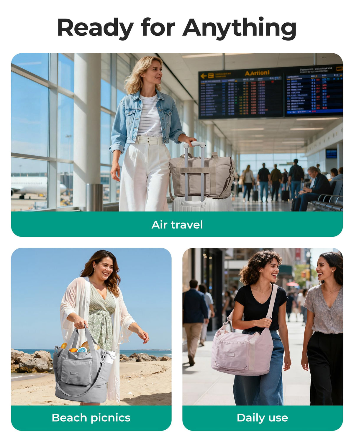 24L–37L Foldable Expandable Travel Bag
