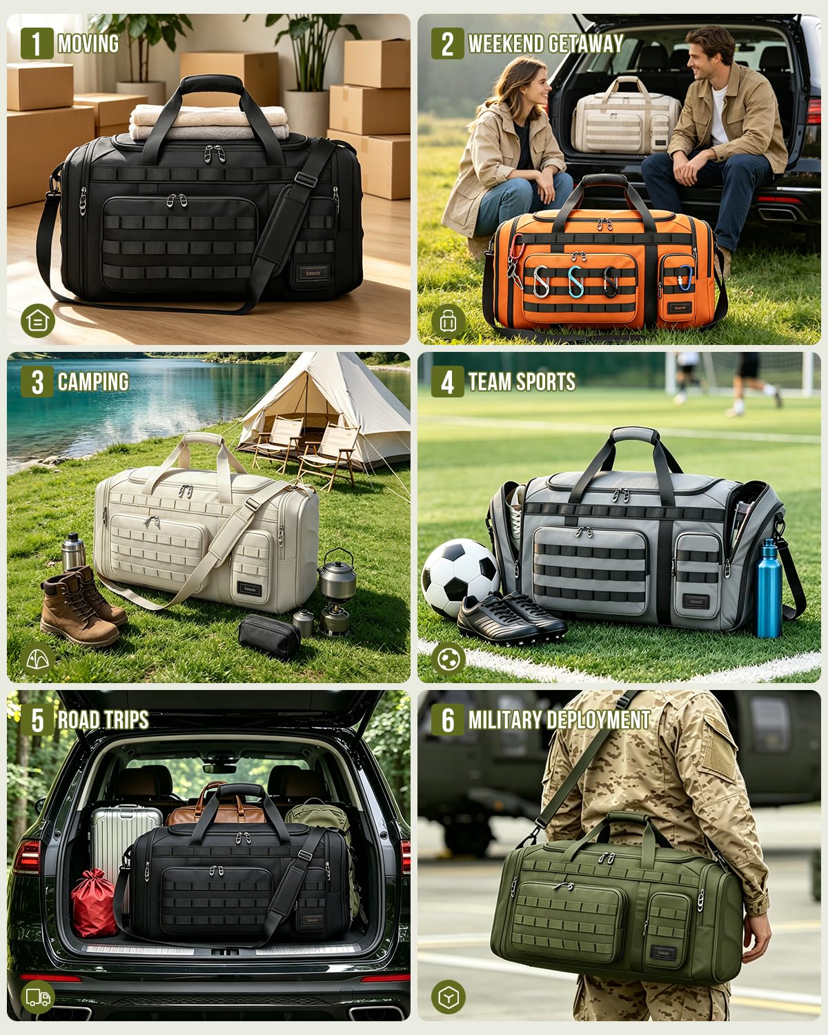 60L–120L MOLLE Travel Duffel