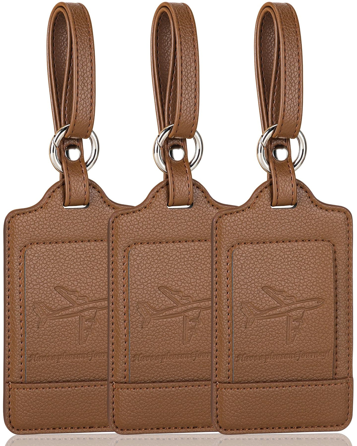 Three-Pack PU Leather Luggage Tags