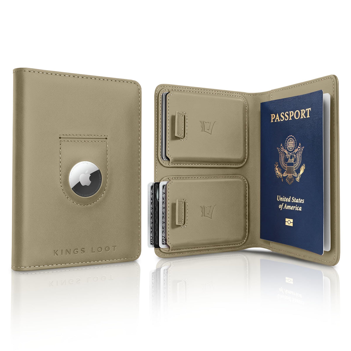 Leather RFID Passport Wallet with Tracker Pocket