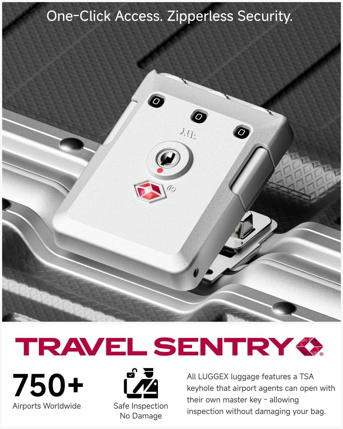Zipperless Aluminum-Frame Carry-On Suitcase