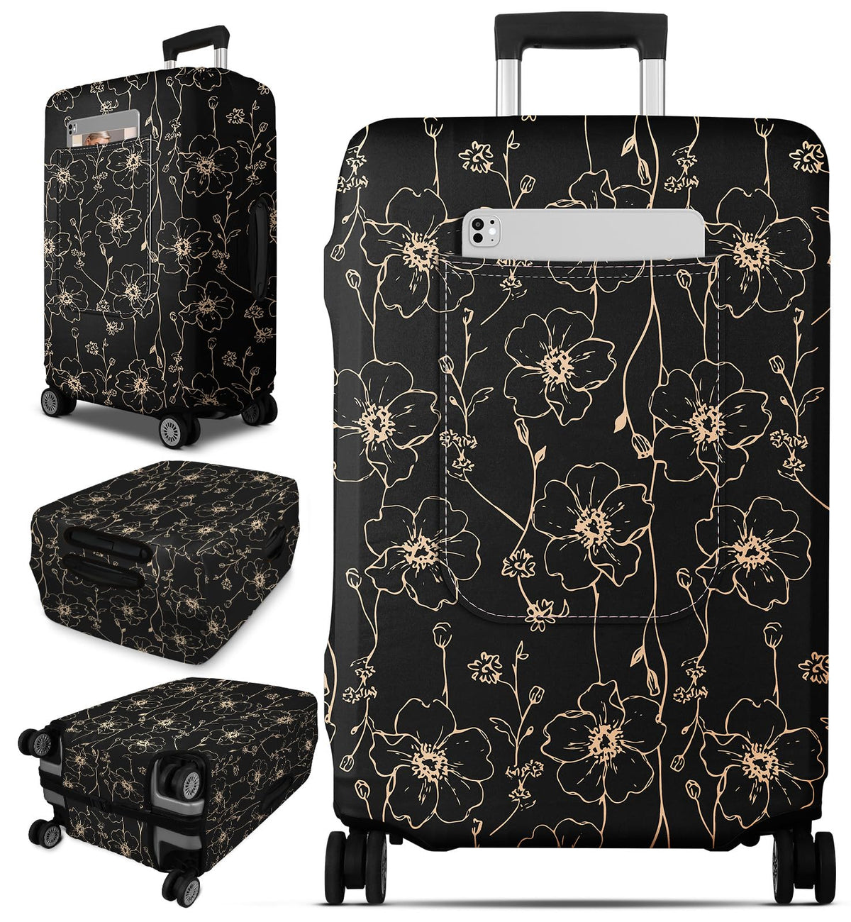 Patterned Suitcase Cover with Storage Pocket