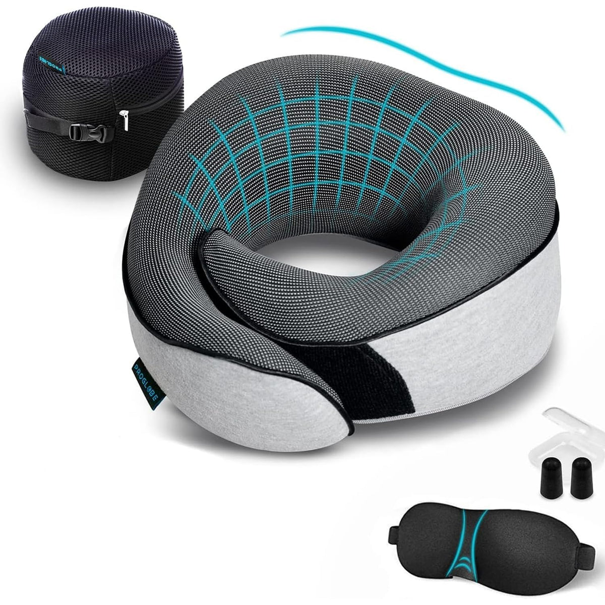 Memory Foam Travel Pillow Kit