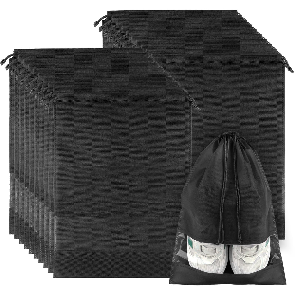 Drawstring Shoe Bags with Clear Window