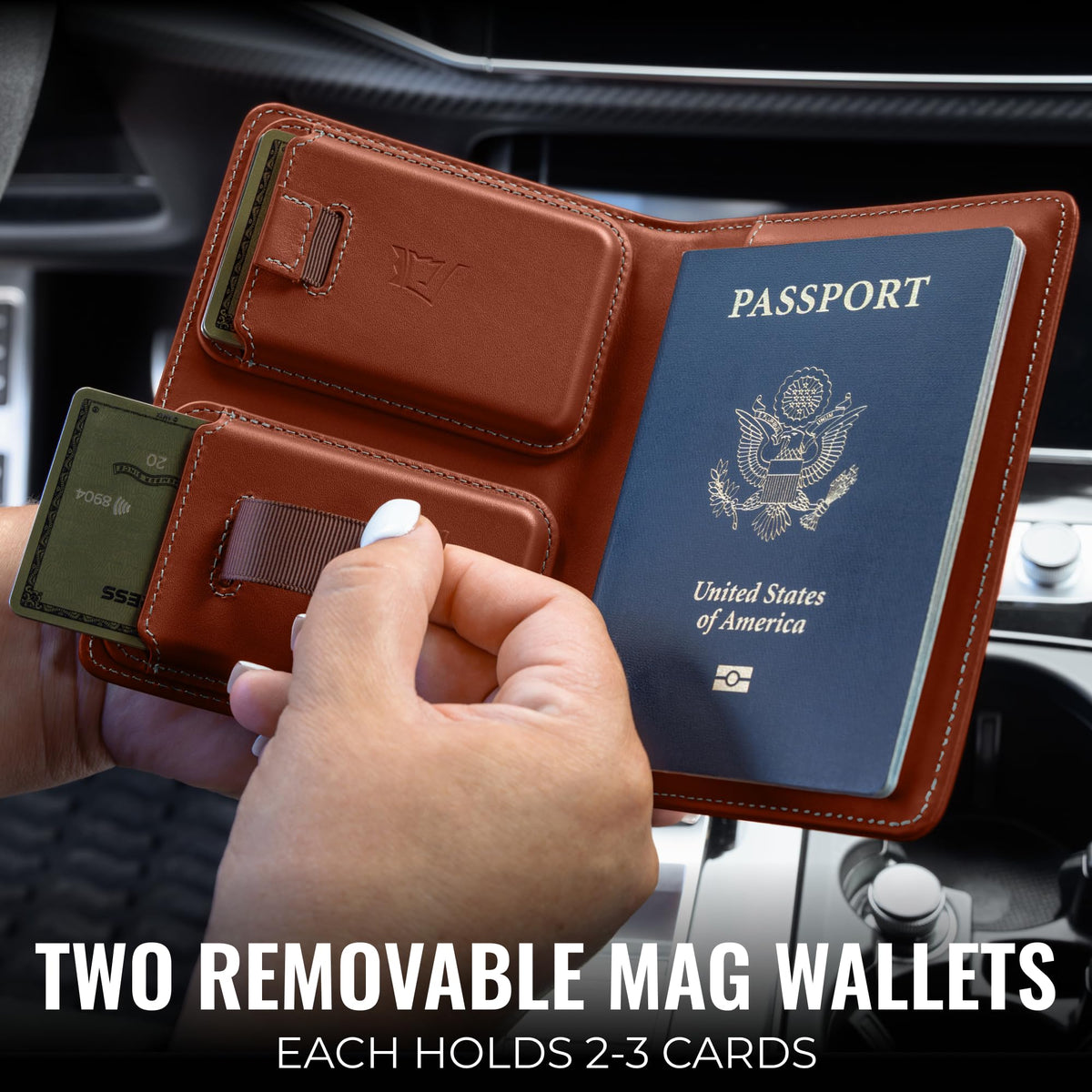 Leather RFID Passport Wallet with Tracker Pocket