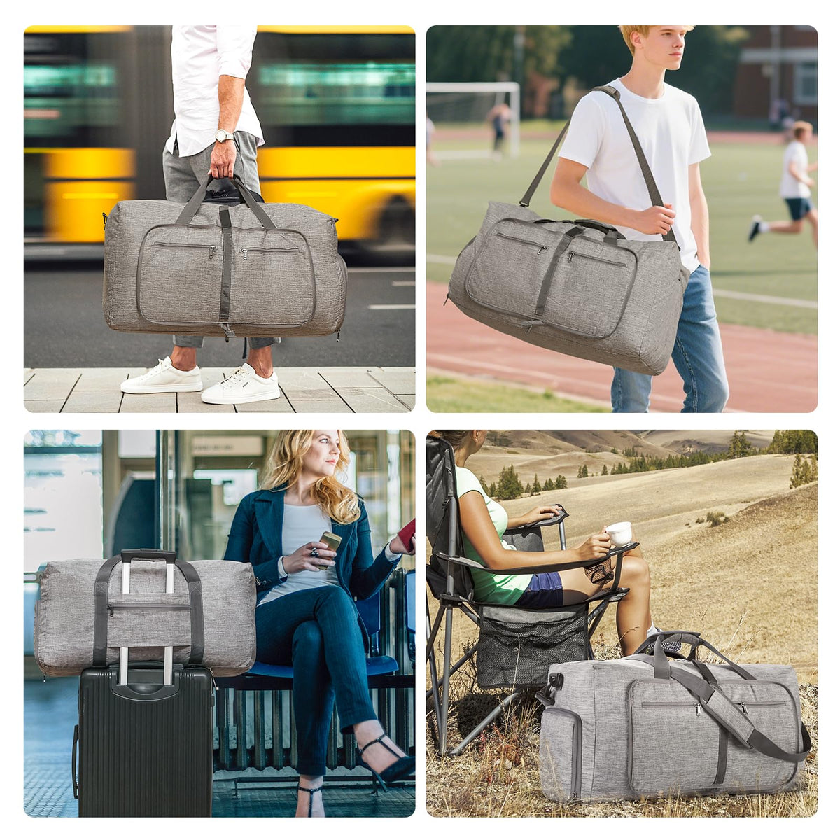 65L–115L Foldable Duffel with Shoe Compartment