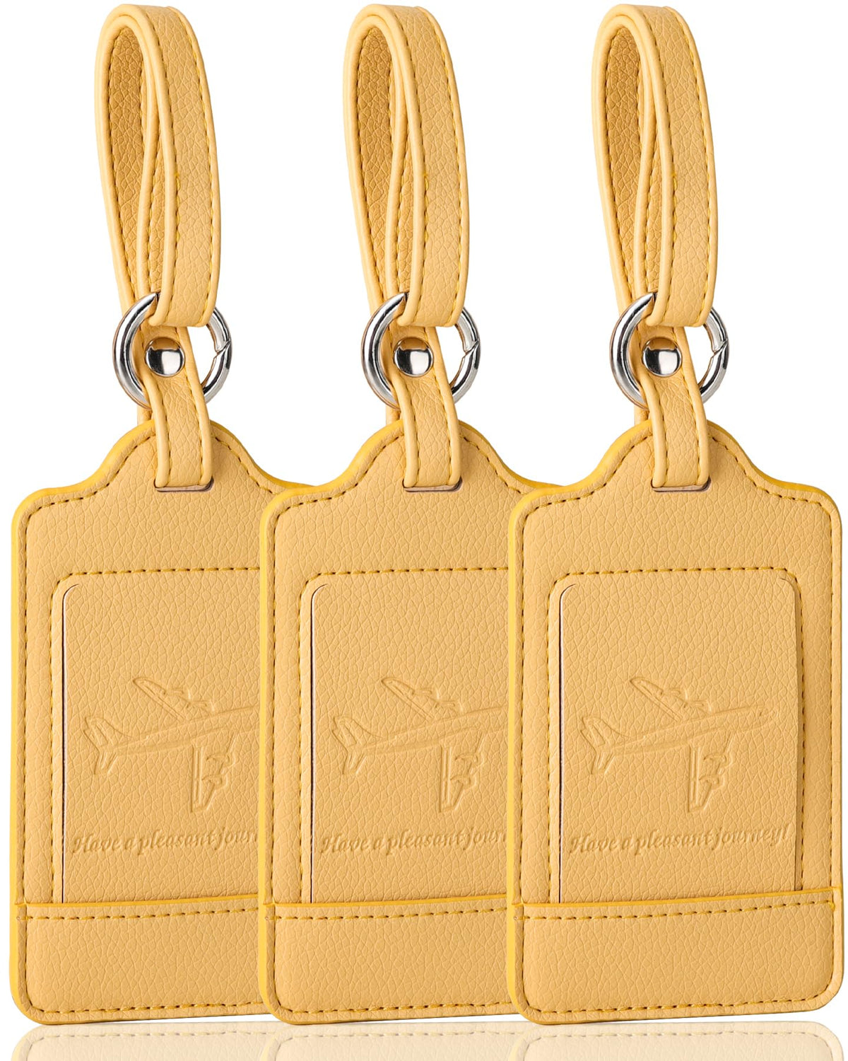 Three-Pack PU Leather Luggage Tags