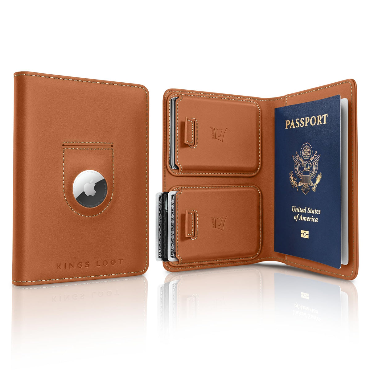 Leather RFID Passport Wallet with Tracker Pocket