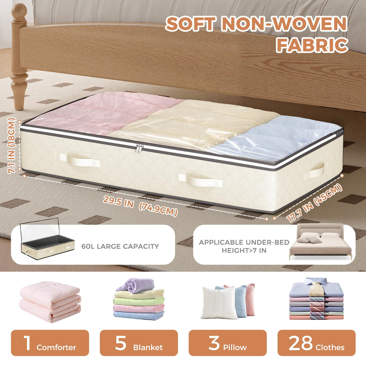95L Under-Bed Clothing Storage Bags