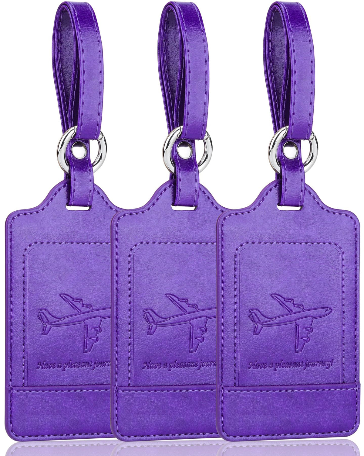 Three-Pack PU Leather Luggage Tags