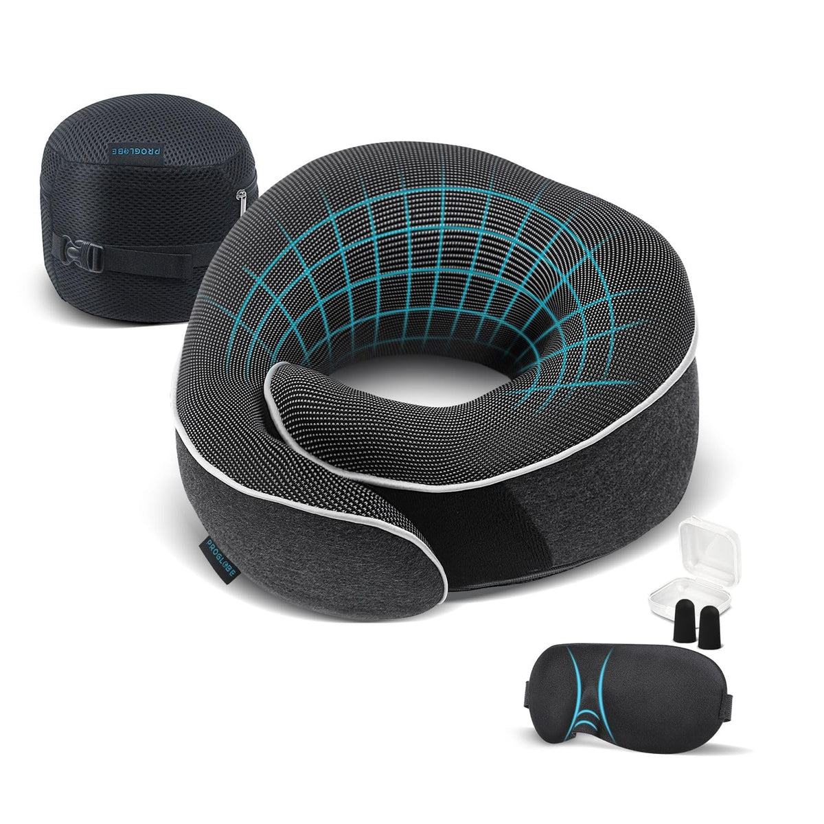Memory Foam Travel Pillow Kit