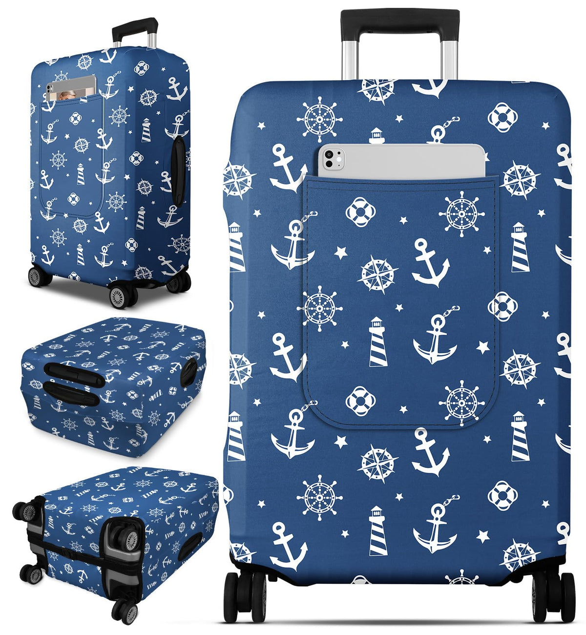 Patterned Suitcase Cover with Storage Pocket