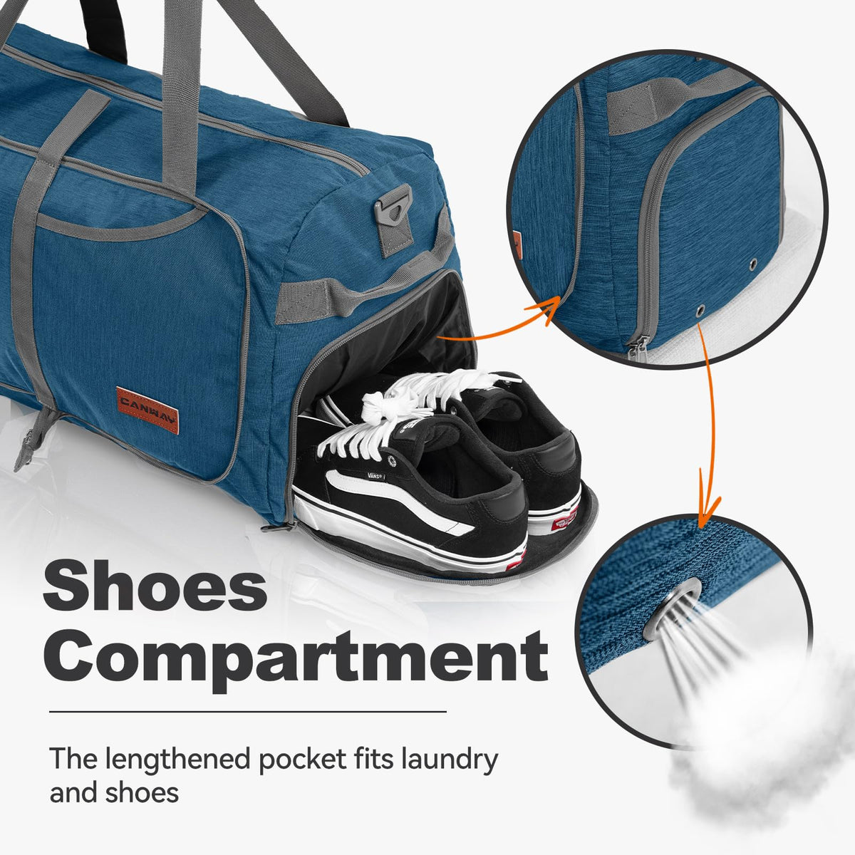 65L Foldable Duffel with Shoe Compartment