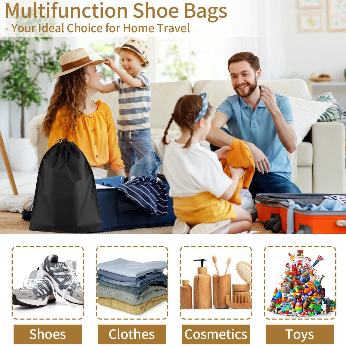 Multi-Pack Travel Shoe Storage Bags