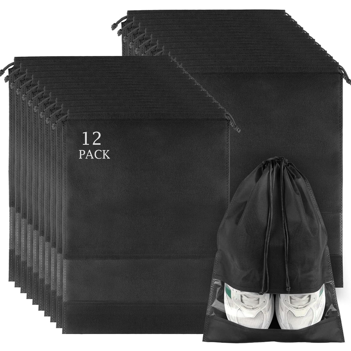 Drawstring Shoe Bags with Clear Window
