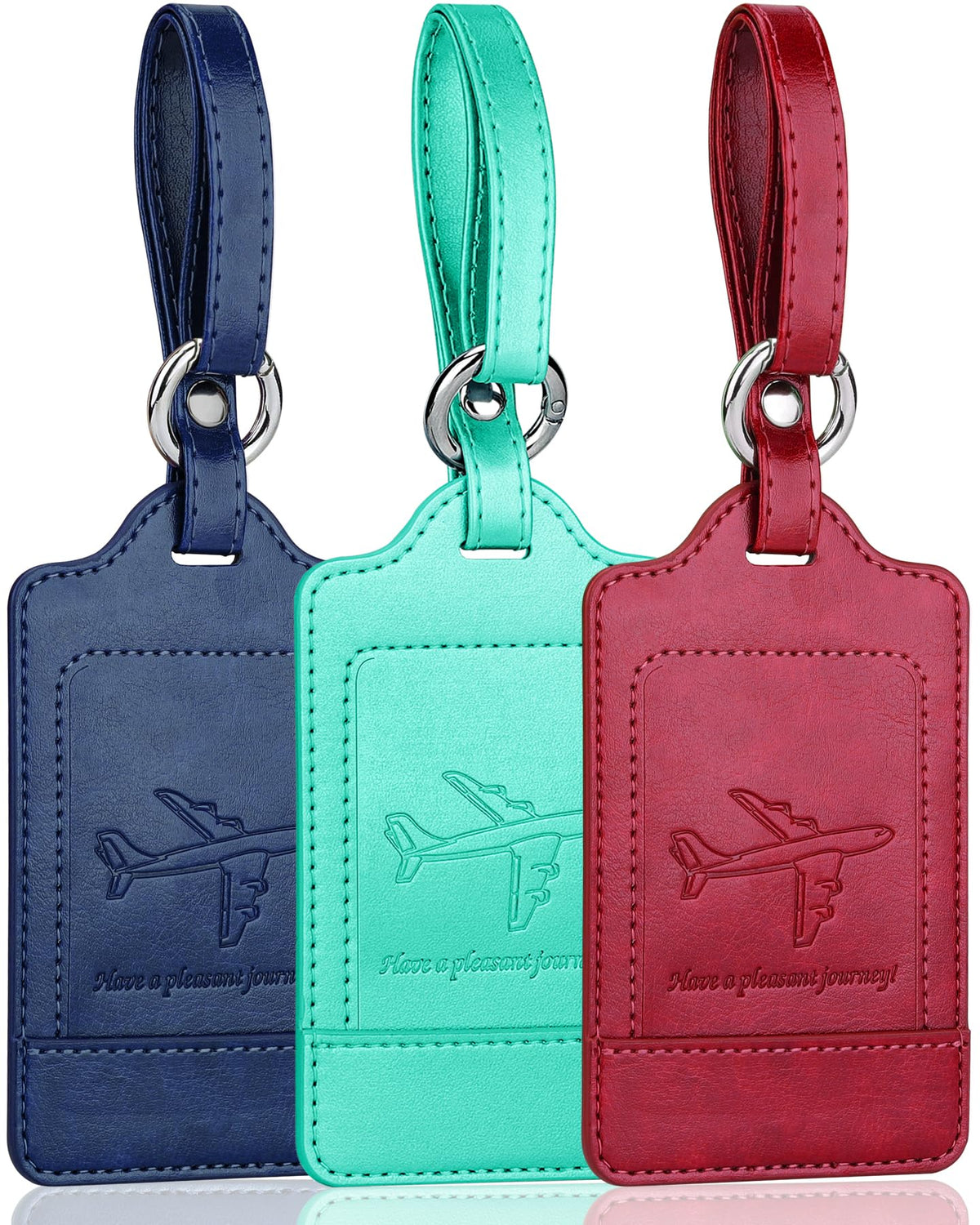 Three-Pack PU Leather Luggage Tags