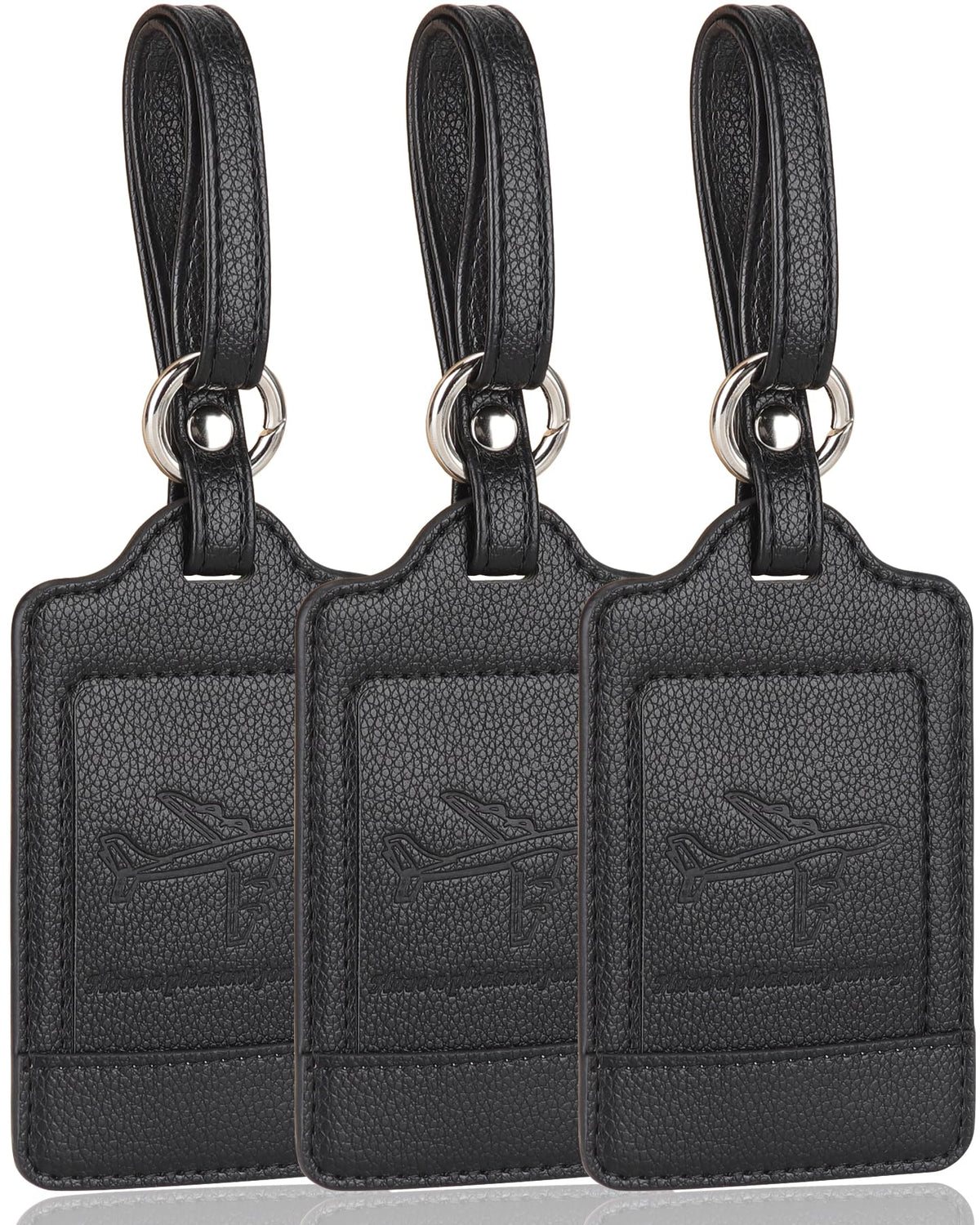 Three-Pack PU Leather Luggage Tags