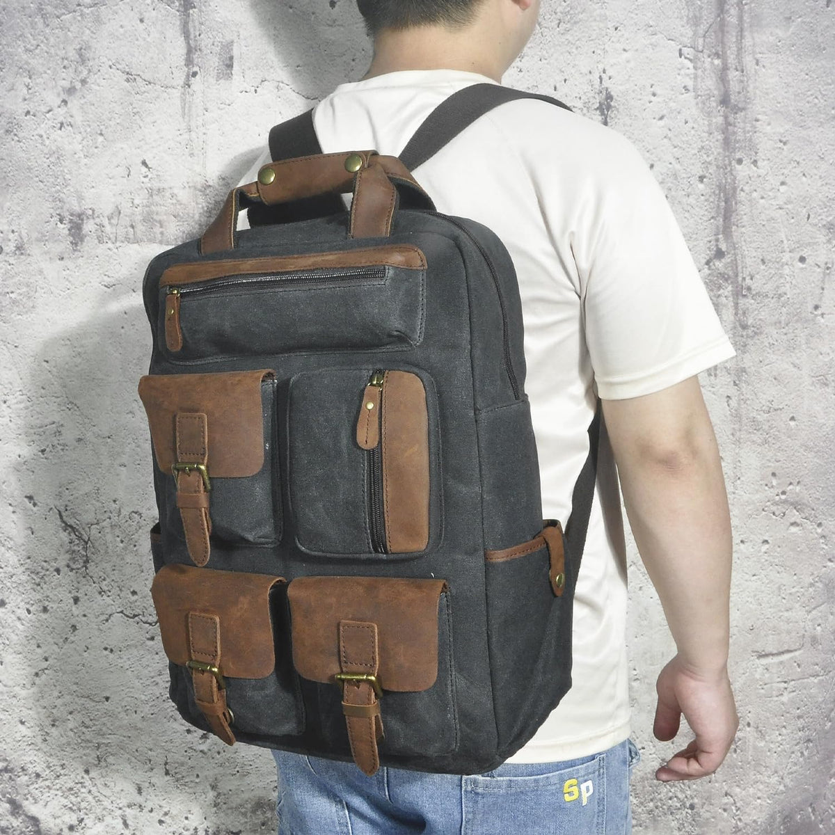 Canvas and Leather Travel Backpack