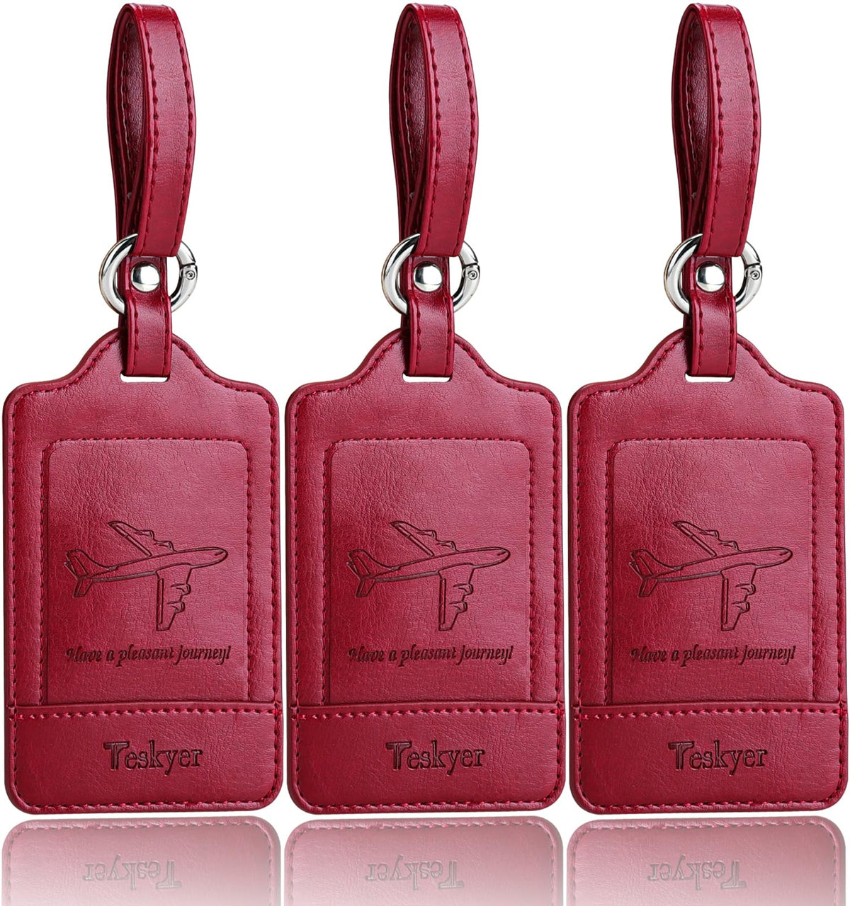 Three-Pack PU Leather Luggage Tags