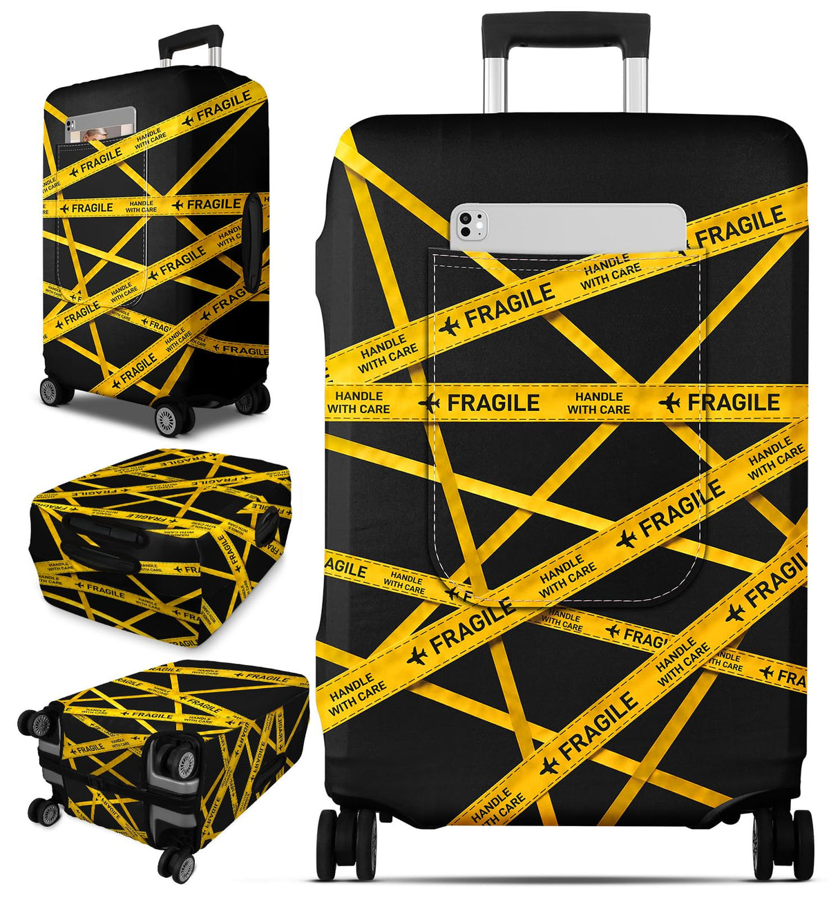 Patterned Suitcase Cover with Storage Pocket