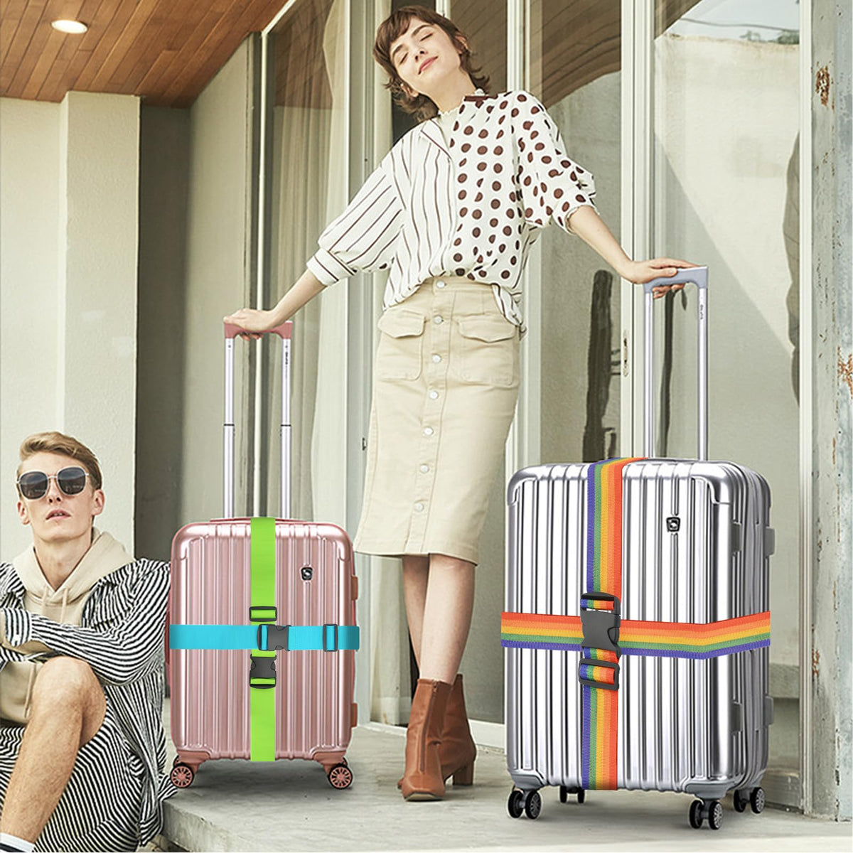 79-Inch Adjustable Luggage Strap Set