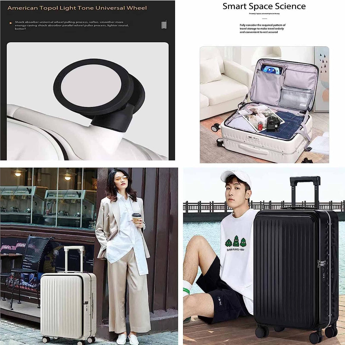 Detachable-Bag Wheeled Carry-On Suitcase