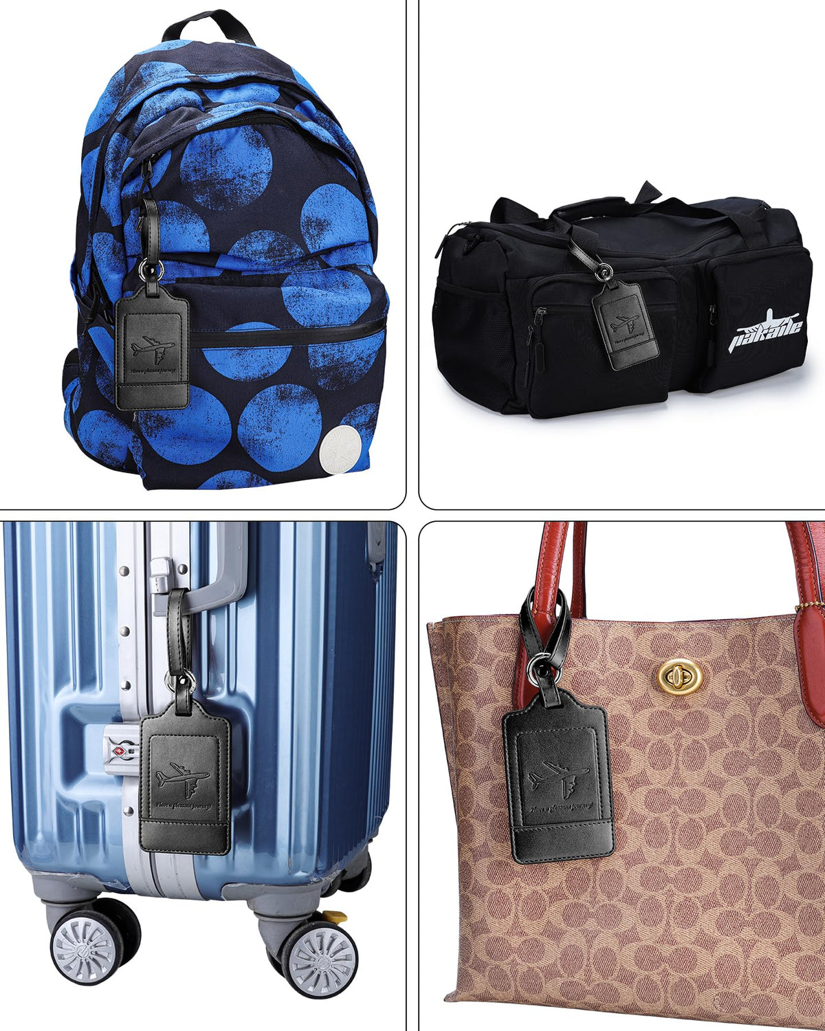 Three-Pack PU Leather Luggage Tags