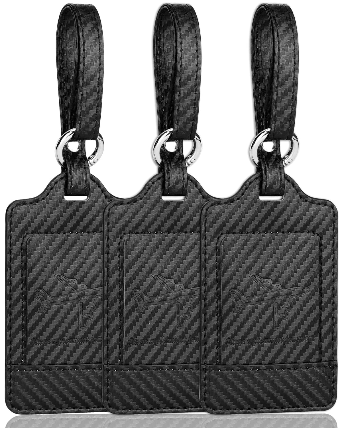 Three-Pack PU Leather Luggage Tags