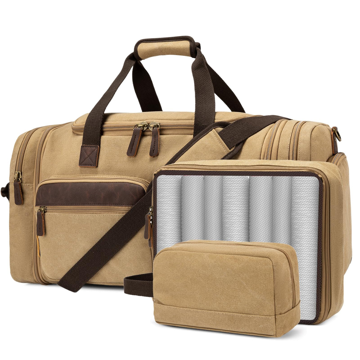 60L Expandable Canvas Weekender Set