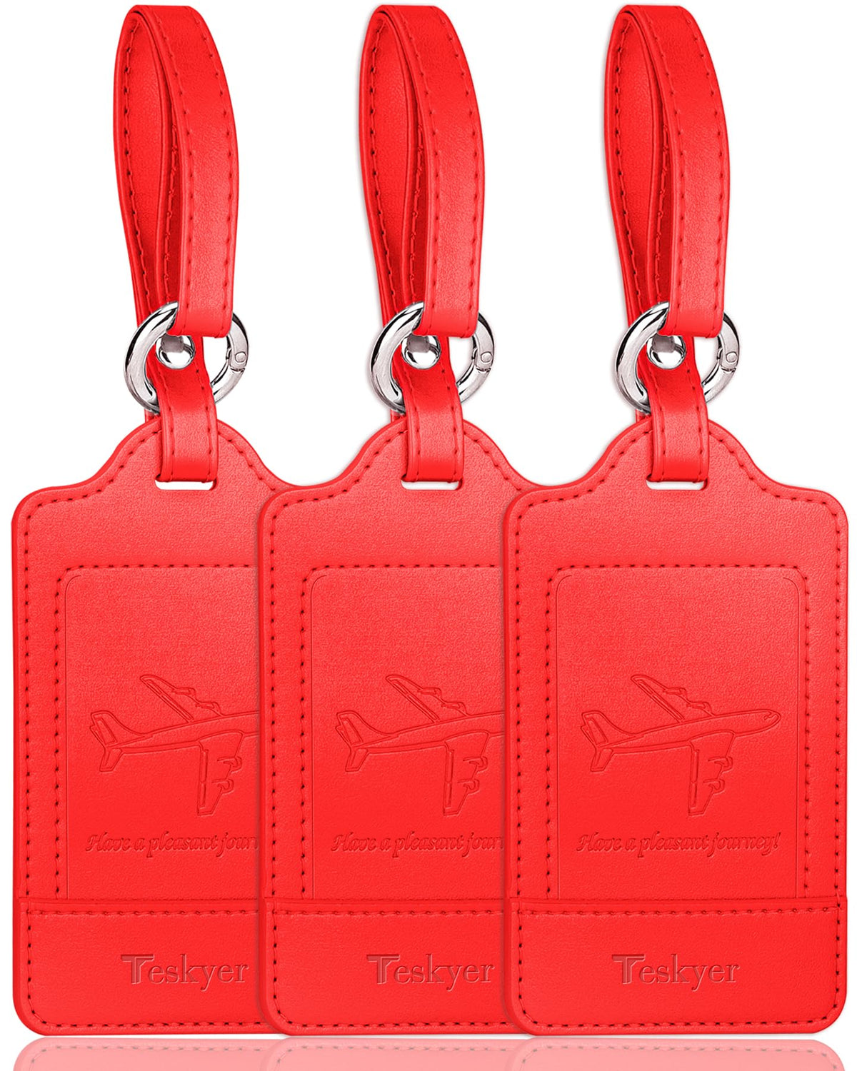 Three-Pack PU Leather Luggage Tags