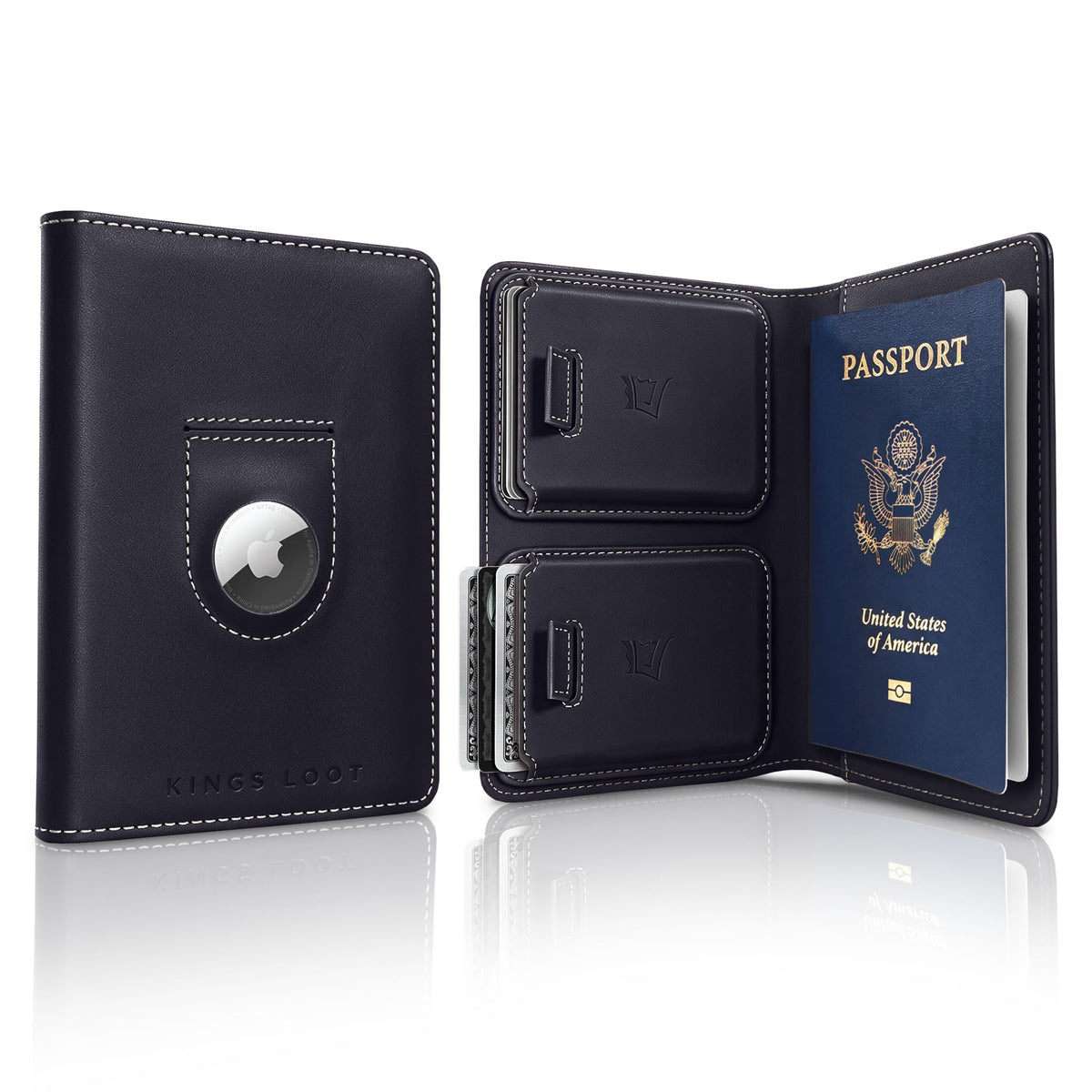 Leather RFID Passport Wallet with Tracker Pocket