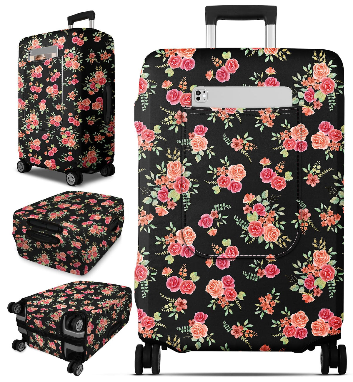 Patterned Suitcase Cover with Storage Pocket
