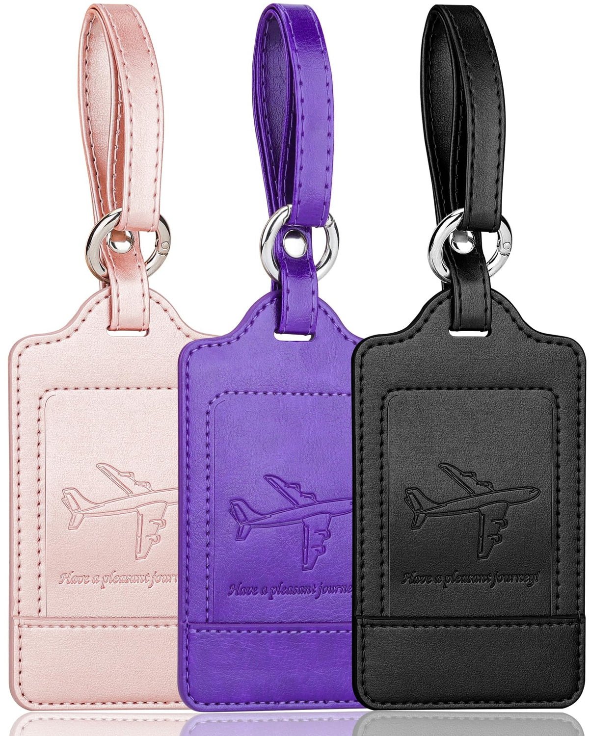 Three-Pack PU Leather Luggage Tags